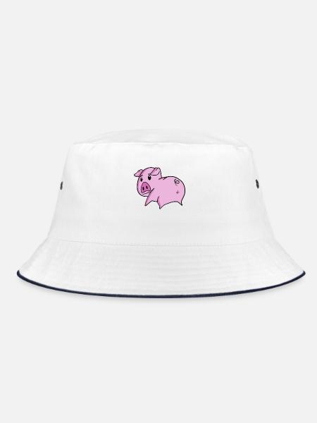 Schwein Arsch - Schwein Hintern - Bucket Hat - Weiß/Navy