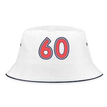 60. 60 JAHRE. 60-JÄHRIGES JUBILÄUM. 60. GEBURTSTAG. - Bucket Hat - Weiß/Navy - Vorne