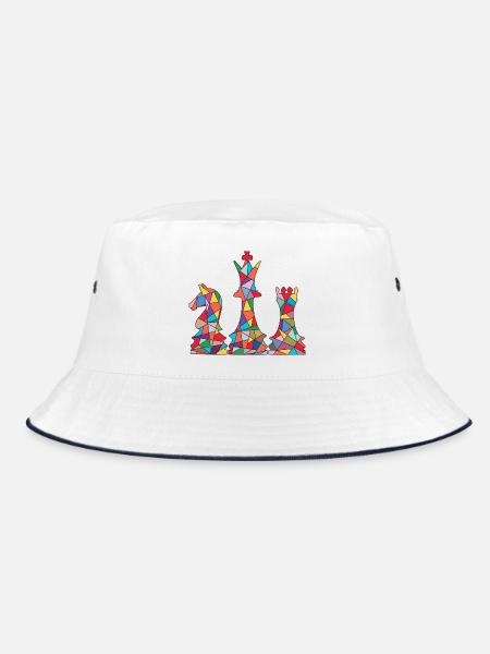 Schachspieler Schachfiguren Jungen Mädchen Schach - Bucket Hat - Weiß/Navy