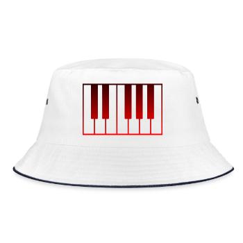 Musikinstrument - Klavier - Bucket Hat - Weiß/Navy - Vorne