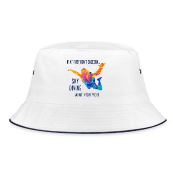 Skydive Fallschirmspringer Skydiver Freifall - Bucket Hat - Weiß/Navy - Vorne