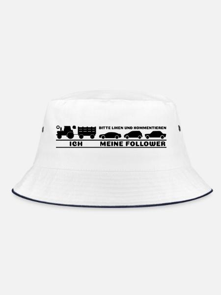 Ich meine Follower Liken und Kommentieren Landwirt - Bucket Hat - Weiß/Navy