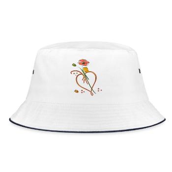 Flowers, flower with leaf in the shape of a heart - Bucket Hat - white/navy - Front