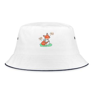 Where fox and hare say 'good night' - Bucket Hat - white/navy - Front