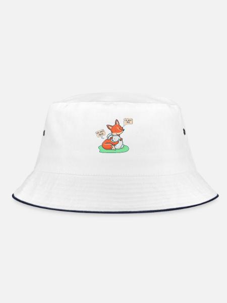 Da wo sich Fuchs und Hase 'Gute Nacht' sagen - Bucket Hat - Weiß/Navy - Vorne