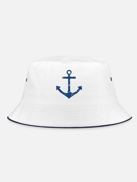 Anker - Bucket Hat - Weiß/Navy - Vorne