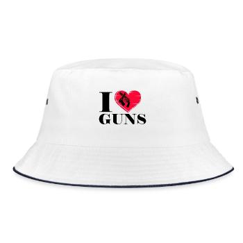 I love Guns - Herz mit Revolver Sportschützen - Bucket Hat - Weiß/Navy - Vorne