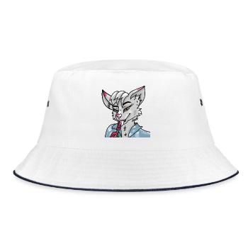 Pelziger Leck - Bucket Hat - Weiß/Navy - Vorne