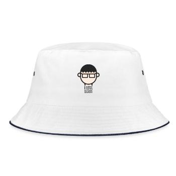 I love Nerds - Nerd mit Brille Minimalistisch - Bucket Hat - Weiß/Navy - Vorne