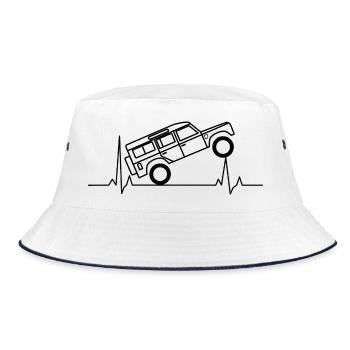 Defender EKG Herzschlag Offroad - Bucket Hat - Weiß/Navy - Vorne