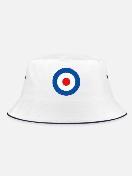 Britische Rundum-Roundel Retro - Bucket Hat - Weiß/Navy