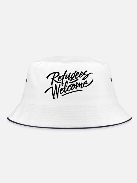 Refugees Welcome Logo - Bucket Hat - Weiß/Navy - Vorne
