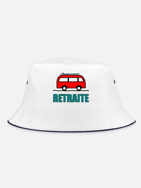 GUTER RUHESTAND. GLÜCKLICHEN RUHESTAND. Lebe den Ruhestand - Bucket Hat - Weiß/Navy