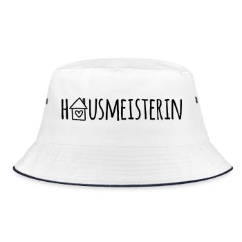 Hausmeisterin - Bucket Hat - Weiß/Navy - Vorne