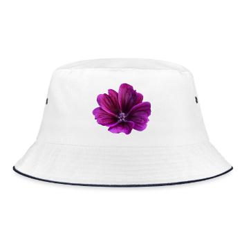 Malve violette Blüte - Bucket Hat - Weiß/Navy - Vorne