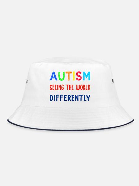 Autismus anders sehen - Bucket Hat - Weiß/Navy - Vorne