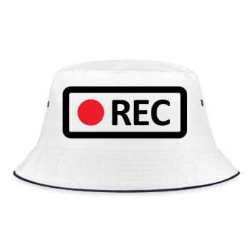 Kamera REC Aufnahmetaste. Aufnehmen, live, rec - Bucket Hat - Weiß/Navy - Vorne