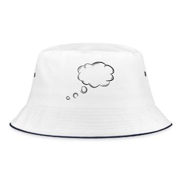 Gedankenblase anpassbar mit Sätze oder Wörter - Bucket Hat - Weiß/Navy - Vorne