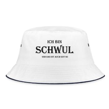 Ich bin schwul - Bucket Hat - Weiß/Navy - Vorne