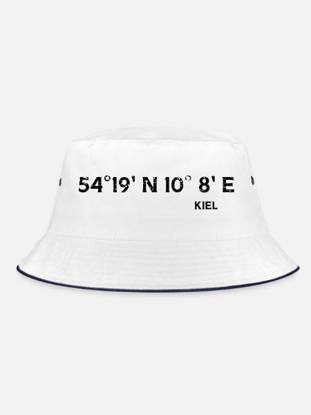 Kiel Koordinaten - Bucket Hat - Weiß/Navy