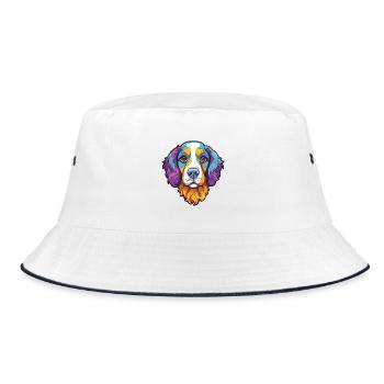 Cao de Castro Laboreiro Hunderasse Cartoon Kawaii I - Bucket Hat - Weiß/Navy - Vorne