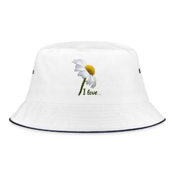 Margeriten I love weiße Blume Margerite - Bucket Hat - Weiß/Navy - Vorne