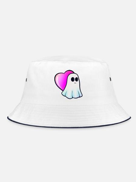 Neon Herz Geist - Bucket Hat - Weiß/Navy