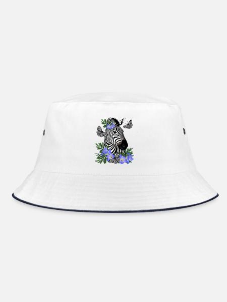 Zebra - Bucket Hat - Weiß/Navy