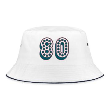 80. 80 JAHRE. 80-JÄHRIGES JUBILÄUM. 80. GEBURTSTAG. - Bucket Hat - Weiß/Navy - Vorne