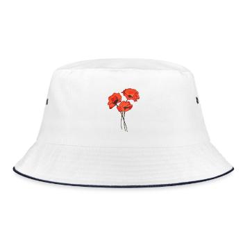 Trio von Mohnblumen - Bucket Hat - Weiß/Navy - Vorne