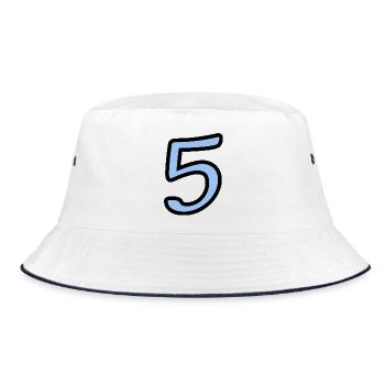 5. 5 JAHRE. 5-JÄHRIGES JUBILÄUM. 5-JÄHRIGES JUBILÄUM. 5. - Bucket Hat - Weiß/Navy - Vorne