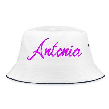 Antonia Neon Script - Bucket Hat - Weiß/Navy - Vorne