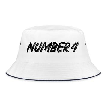 Number 4 - vier - vierter - vierte - 4 - Nummer 4 - Bucket Hat - Weiß/Navy - Vorne
