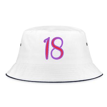 18. 18 YEARS OLD. 18th ANNIVERSARY. BIRTHDAY 18 YEARS. - Bucket Hat - white/navy - Front