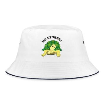 no stress - Bucket Hat - Weiß/Navy - Vorne