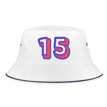 15. 15 JAHRE. 15. JAHRESTAG. 15-JÄHRIGES JUBILÄUM. - Bucket Hat - Weiß/Navy - Vorne