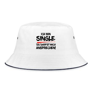 Ich bin Single. Du darfst mich ansprechen! - Bucket Hat - Weiß/Navy - Vorne