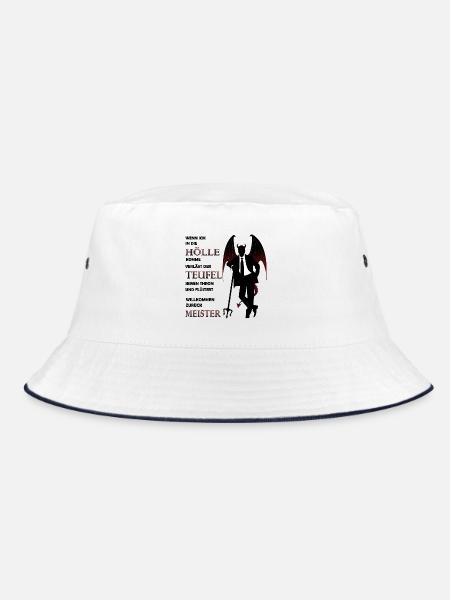 Teufel Satan Luzifer Hölle Halloween - Bucket Hat - Weiß/Navy