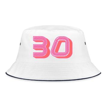 30. 30 JAHRE. 30. JAHRESTAG. 30-JÄHRIGES JUBILÄUM. - Bucket Hat - Weiß/Navy - Vorne