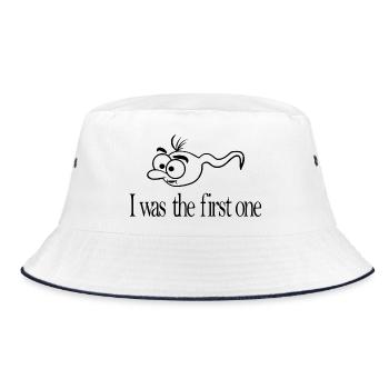 I was the first one Sperma lustig - Bucket Hat - Weiß/Navy - Vorne
