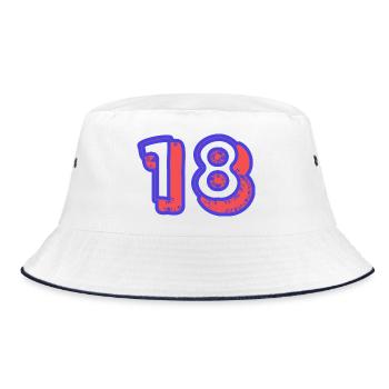 18. 18 JAHRE ALT. 18. JAHRESTAG. 18. GEBURTSTAG. - Bucket Hat - Weiß/Navy - Vorne