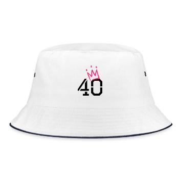 40 Krone - 40. Geburtstag - Bucket Hat - Weiß/Navy - Vorne