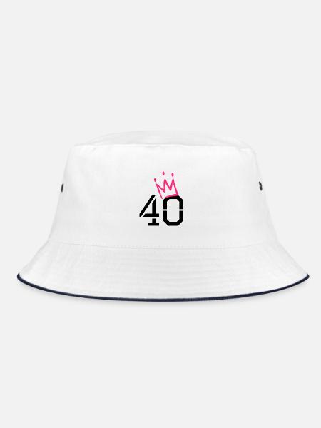 40 Krone - 40. Geburtstag - Bucket Hat - Weiß/Navy - Vorne