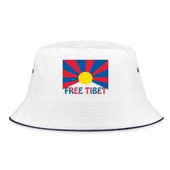 free tibet flagge - Bucket Hat - Weiß/Navy - Vorne
