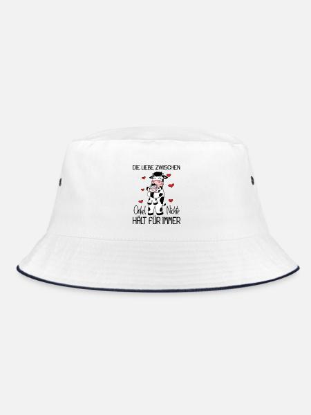Onkel Nichte Liebe Spruch Kuh Kühe Familie - Bucket Hat - Weiß/Navy - Vorne