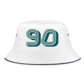 90. 90 JAHRE. 90. JAHRESTAG. 90-JÄHRIGES JUBILÄUM. - Bucket Hat - Weiß/Navy - Vorne