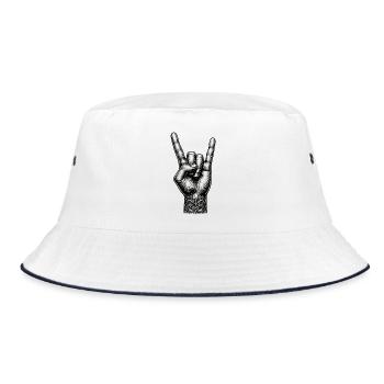 Rock on Hand with Devils Horns - Bucket Hat - white/navy - Front