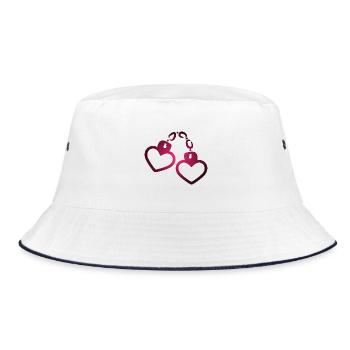 Handschelle Herz - Bucket Hat - Weiß/Navy - Vorne