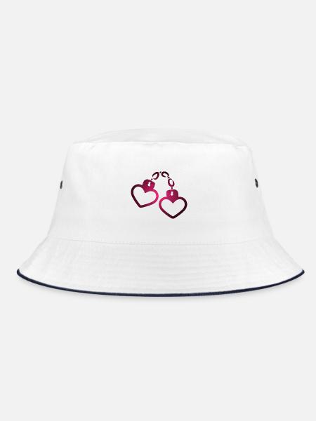 Handschelle Herz - Bucket Hat - Weiß/Navy