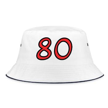 80. 80 JAHRE. 80-JÄHRIGES JUBILÄUM. 80. GEBURTSTAG. - Bucket Hat - Weiß/Navy - Vorne
